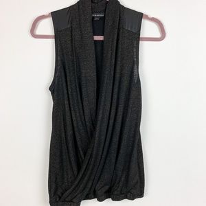 Rock & Republic Faux Leather Top Size S